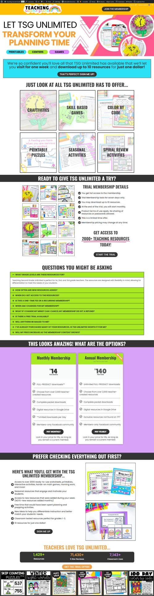 Teaching Second Grade Trial Membership Preview