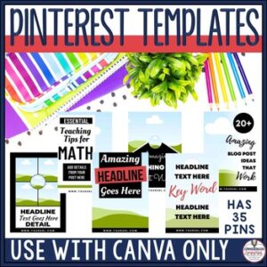 Canva Pinterest Templates for Teacherpreneurs 35 Templates Included Editable
