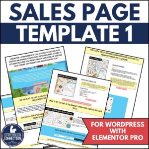 Sales Page Template 1 for WordPress using Elementor Pro for TPT Sellers