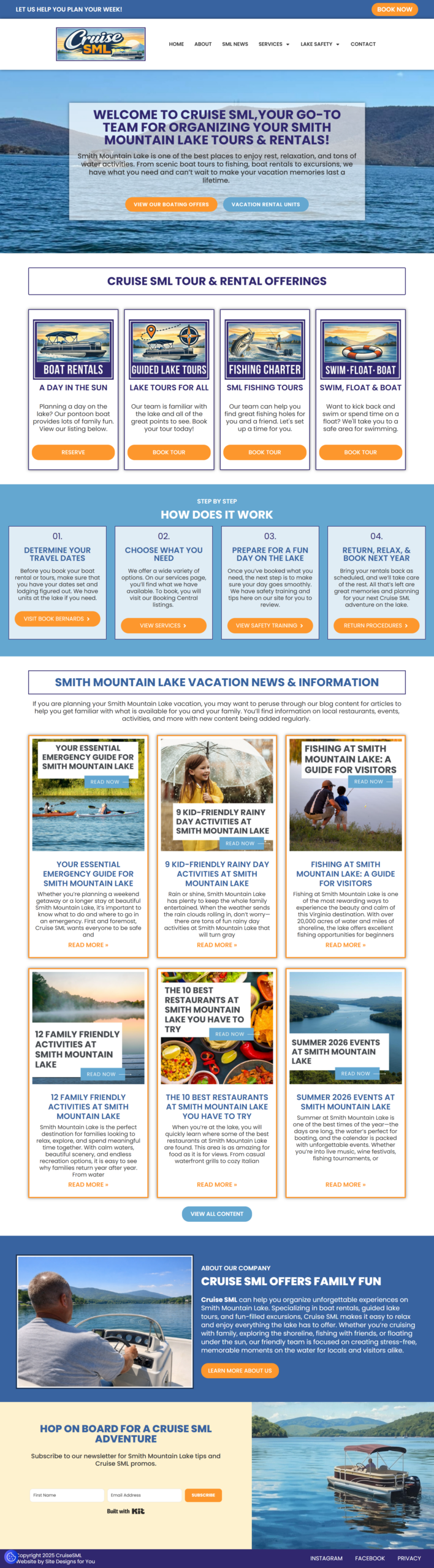 Cruise SML offers Smith Mountain Lake Tours and Boat Rentals Cruise SML Page Preview