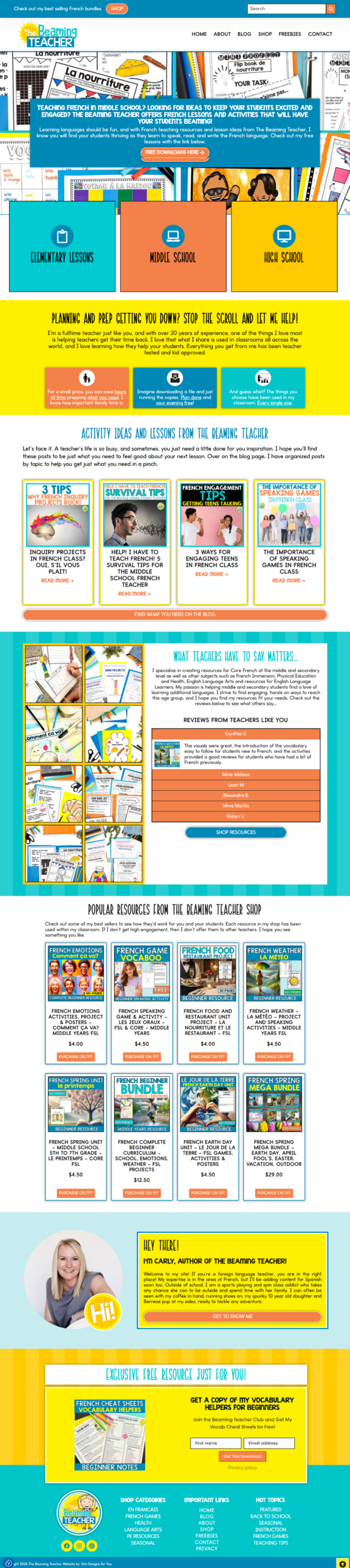 The Beaming Teacher Home Page Preview